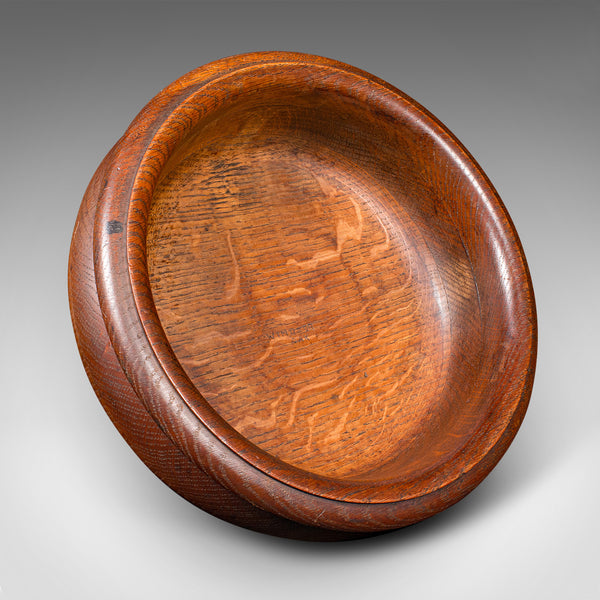 Antique Fruit Bowl, English, Turned Oak, Display Dish, Arts & Crafts, Victorian