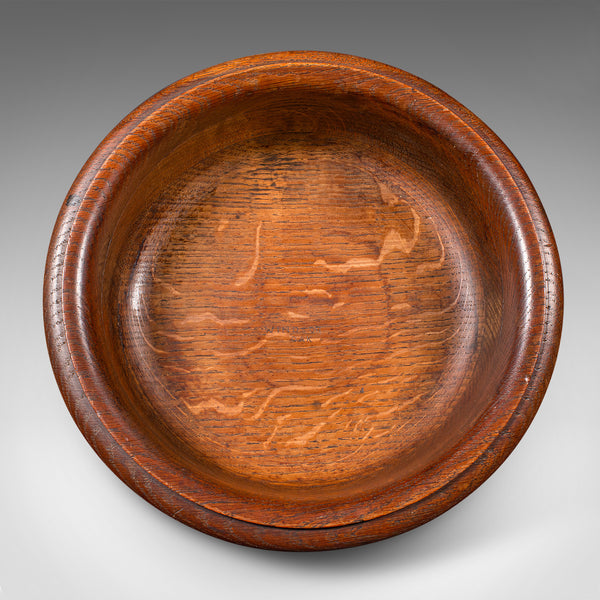 Antique Fruit Bowl, English, Turned Oak, Display Dish, Arts & Crafts, Victorian