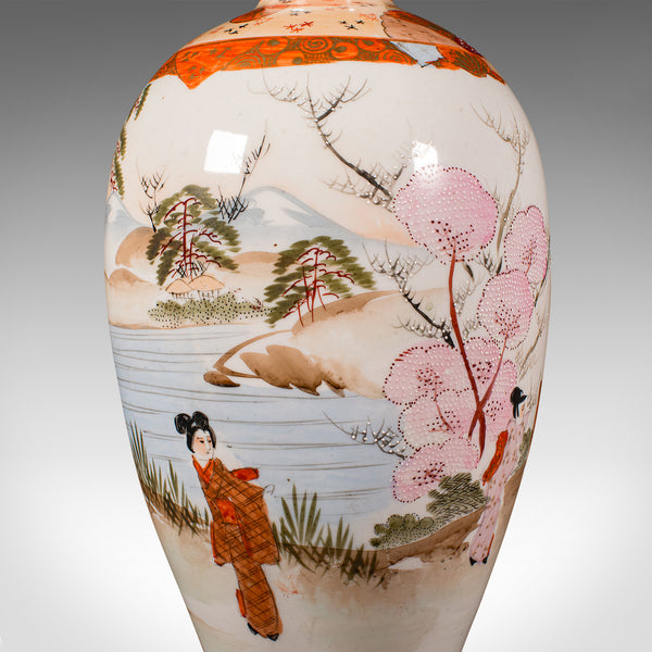 Vintage Kutani Vase, Japanese, Ceramic, Baluster Flower Urn, Art Deco, C.1930