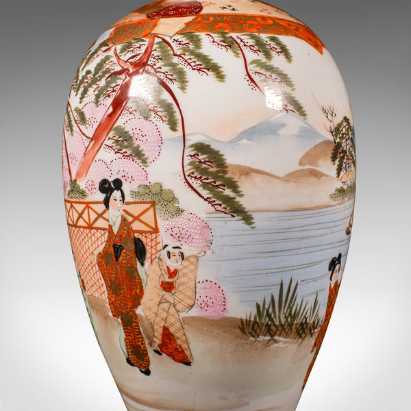 Vintage Kutani Vase, Japanese, Ceramic, Baluster Flower Urn, Art Deco, C.1930