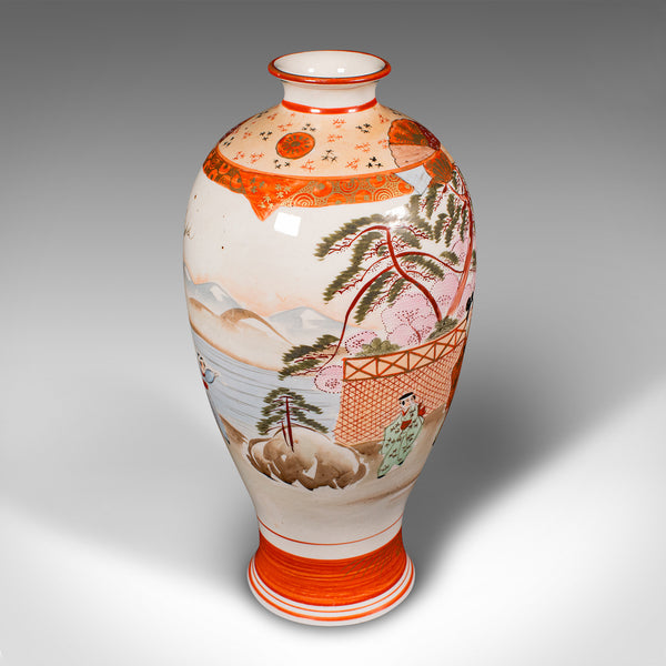 Vintage Kutani Vase, Japanese, Ceramic, Baluster Flower Urn, Art Deco, C.1930