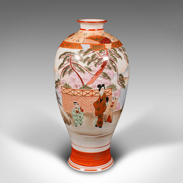 Vintage Kutani Vase, Japanese, Ceramic, Baluster Flower Urn, Art Deco, C.1930