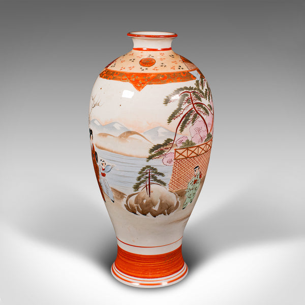 Vintage Kutani Vase, Japanese, Ceramic, Baluster Flower Urn, Art Deco, C.1930