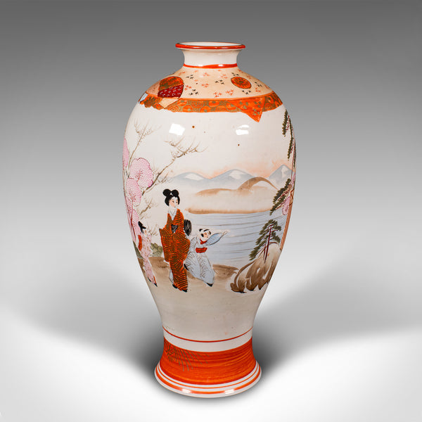 Vintage Kutani Vase, Japanese, Ceramic, Baluster Flower Urn, Art Deco, C.1930