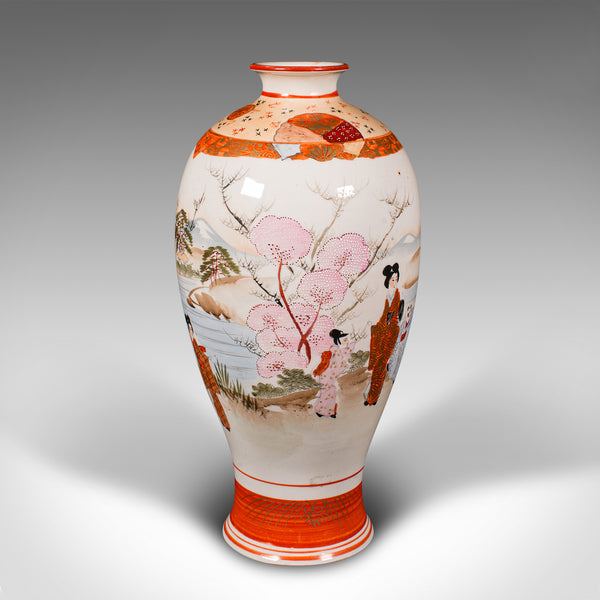 Vintage Kutani Vase, Japanese, Ceramic, Baluster Flower Urn, Art Deco, C.1930