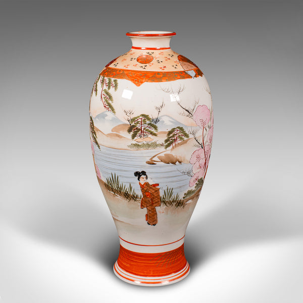 Vintage Kutani Vase, Japanese, Ceramic, Baluster Flower Urn, Art Deco, C.1930