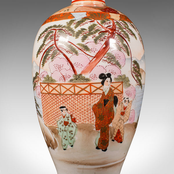 Vintage Kutani Vase, Japanese, Ceramic, Baluster Flower Urn, Art Deco, C.1930