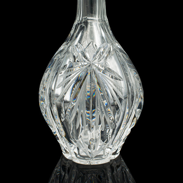 Vintage Spirit Decanter, English, Glass, Sterling Silver Collar, Hallmarked 1933