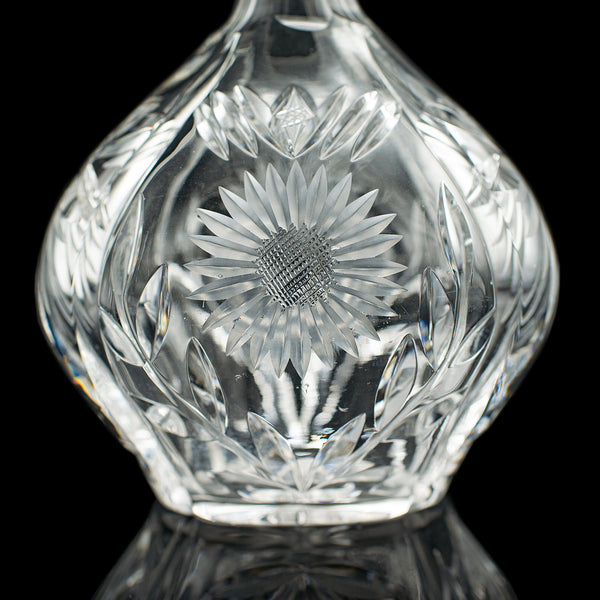 Vintage Spirit Decanter, English, Glass, Sterling Silver Collar, Hallmarked 1933