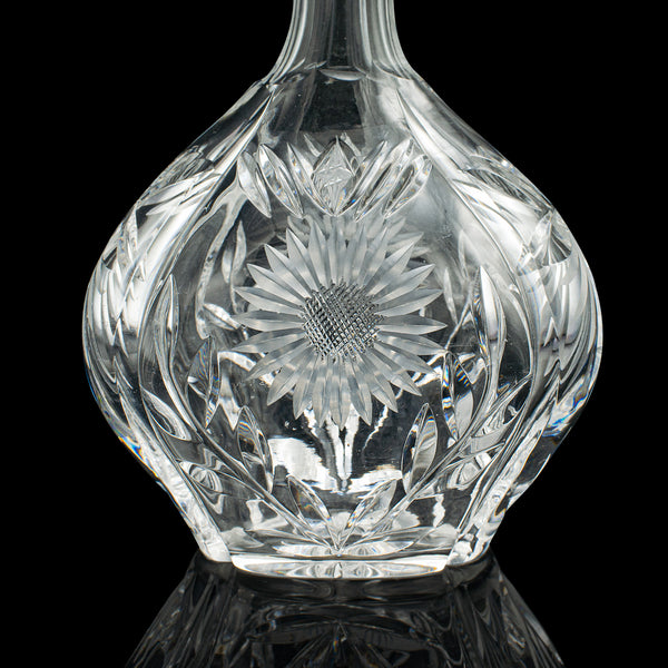 Vintage Spirit Decanter, English, Glass, Sterling Silver Collar, Hallmarked 1933
