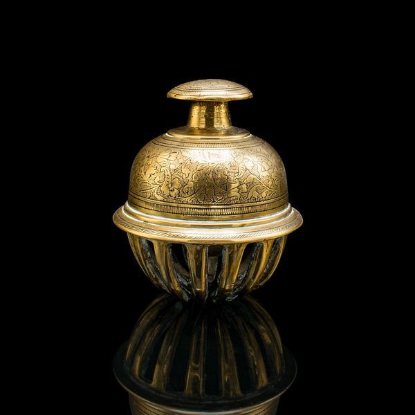 Small Antique Temple Bell, Oriental, Brass Tea Calling Chime, Early 20th Century