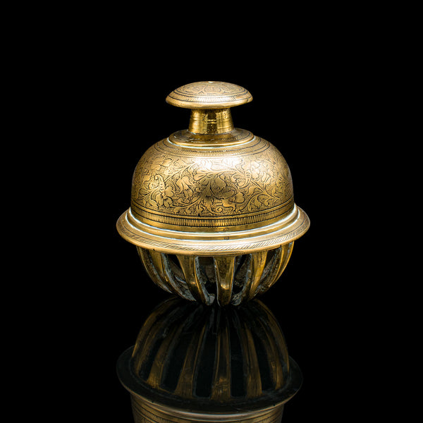 Small Antique Temple Bell, Oriental, Brass Tea Calling Chime, Early 20th Century