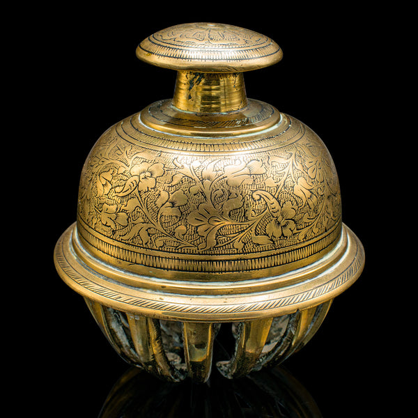 Small Antique Temple Bell, Oriental, Brass Tea Calling Chime, Early 20th Century