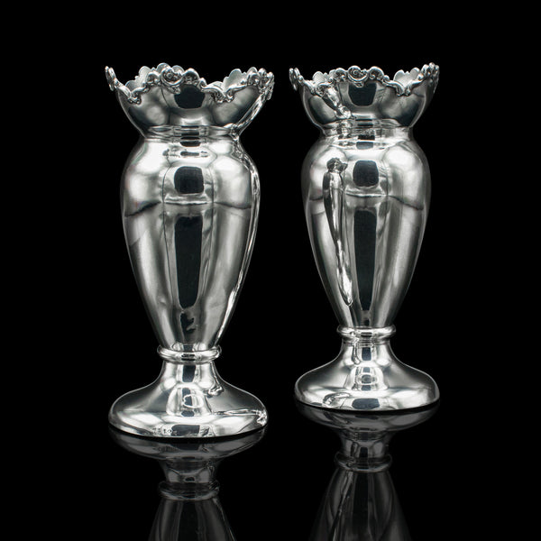 Pair Of Antique Duck Egg Cups, English, Silver, Vase, Edwardian, Hallmarked 1904