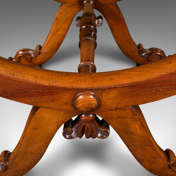 Antique X Frame Stool, English, Walnut, Needlepoint, Footstool, Regency, C.1820
