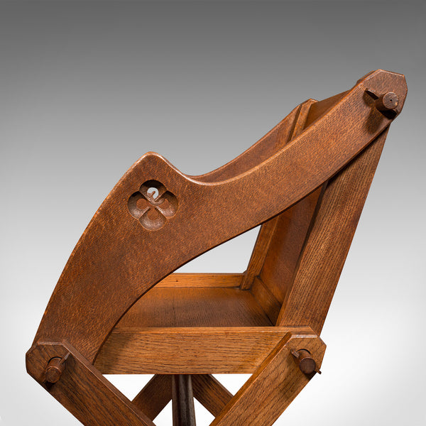 Antique Glastonbury Chair, English Oak, Ecclesiastic Armchair, Gothic, Victorian