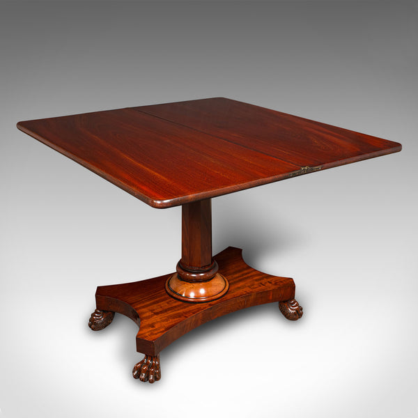 Antique Fold Over Tea Table, English, Occasional, Games, 2-4 Seater, William IV