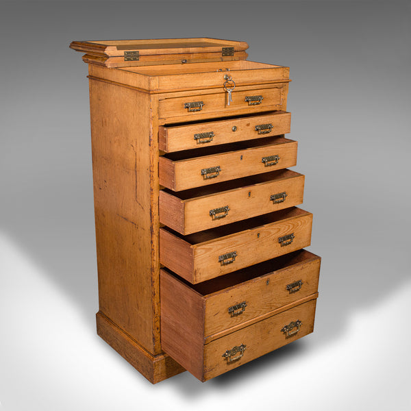 Antique Banker's Chest of Drawers, English, Oak, Tallboy, Maple & Co, Victorian