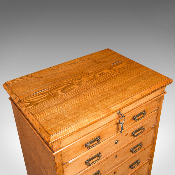 Antique Banker's Chest of Drawers, English, Oak, Tallboy, Maple & Co, Victorian