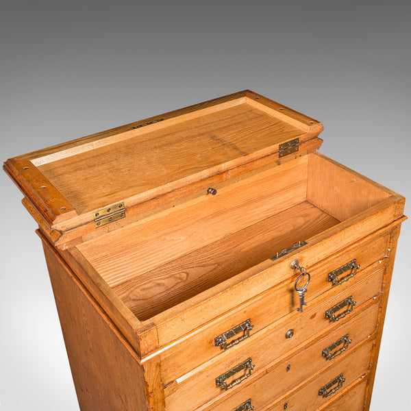 Antique Banker's Chest of Drawers, English, Oak, Tallboy, Maple & Co, Victorian