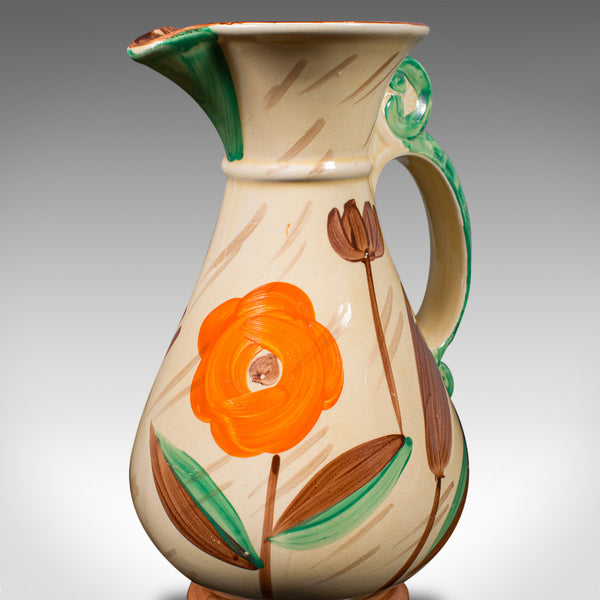 Vintage Decorative Custard Jug, English, Ceramic, Dessert Pourer, Art Deco, 1930
