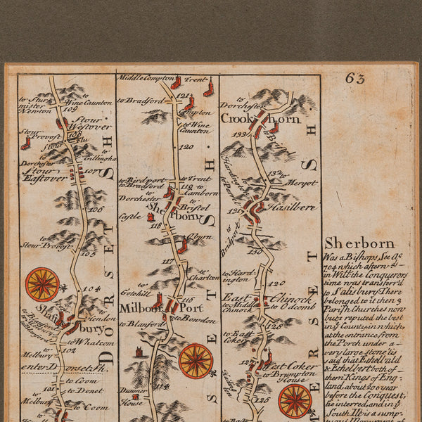 Antique Coaching Road Map, Devon, English, Regional Cartography, Georgian, 1720