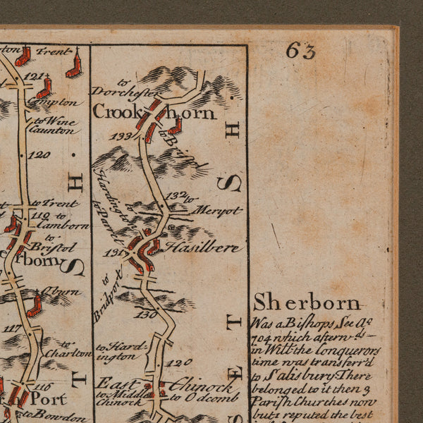 Antique Coaching Road Map, Devon, English, Regional Cartography, Georgian, 1720