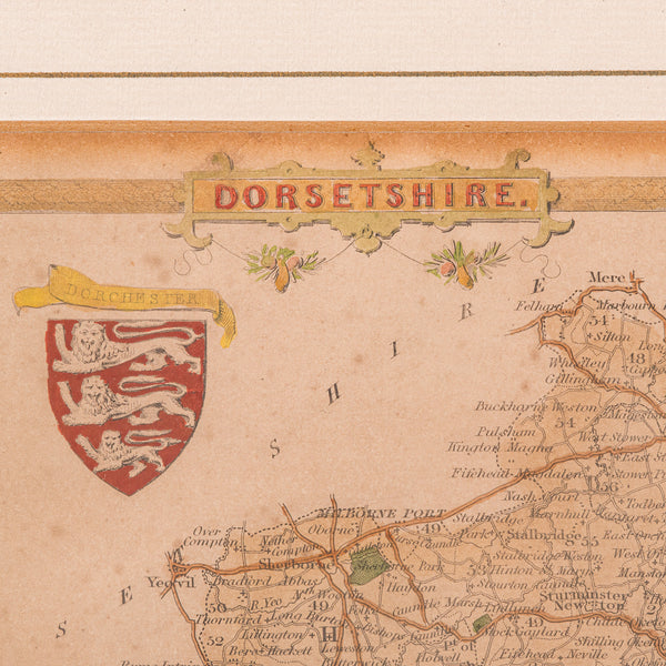 Antique County Map, Dorset, English, Framed Engraving, Cartography, Lithography