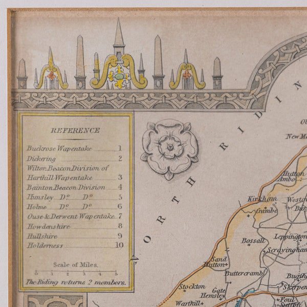 Antique East Yorkshire Map, English, Framed Lithograph, Cartography, Victorian