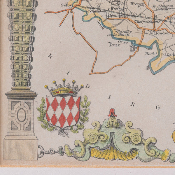 Antique East Yorkshire Map, English, Framed Lithograph, Cartography, Victorian