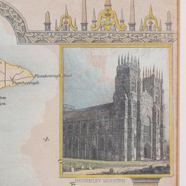 Antique East Yorkshire Map, English, Framed Lithograph, Cartography, Victorian