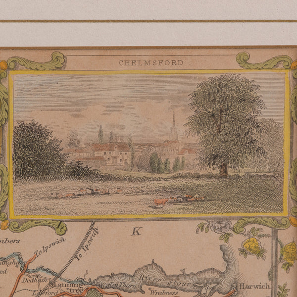 Antique County Map, Essex, English, Framed, Cartographic Interest, Victorian