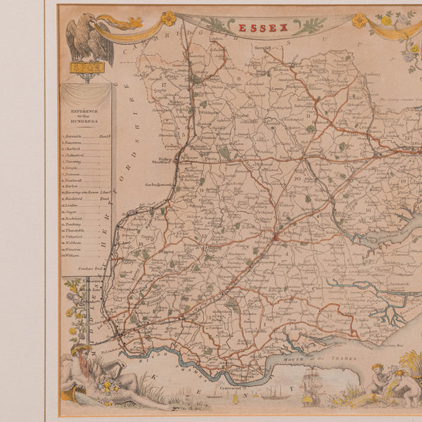 Antique County Map, Essex, English, Framed, Cartographic Interest, Victorian