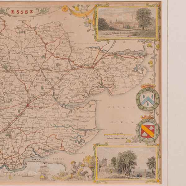 Antique County Map, Essex, English, Framed, Cartographic Interest, Victorian