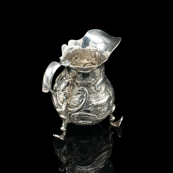 Small Antique Milk Pouring Jug, English, Silver, Breakfast Creamer, Georgian