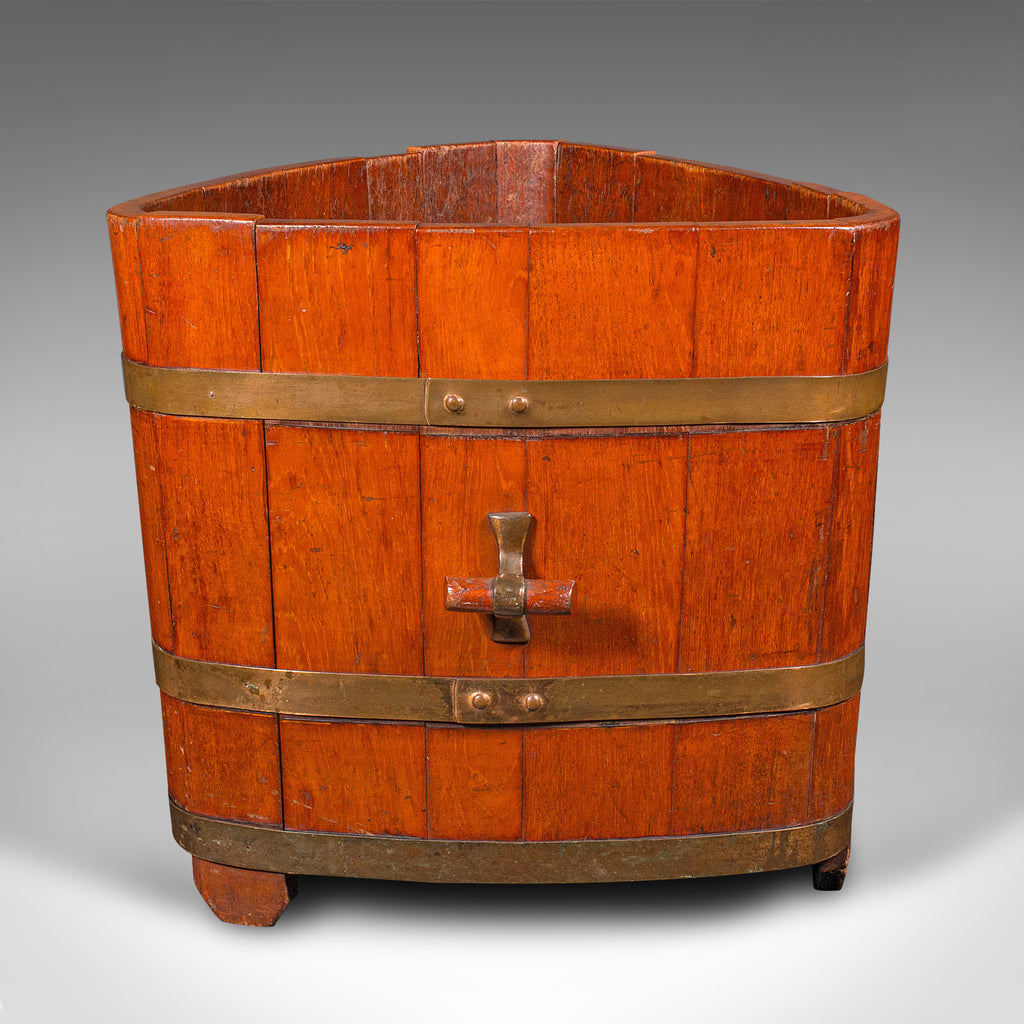 Antique Triangular Fireside Bin, English, Walnut, Brass, Store ...