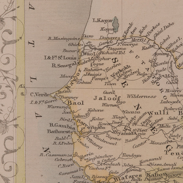 Antique Lithography Map, West Africa, English, Framed, Cartography, Victorian