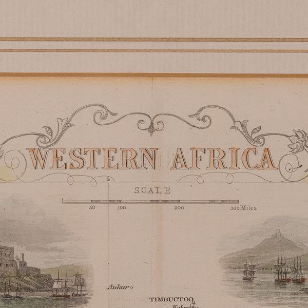 Antique Lithography Map, West Africa, English, Framed, Cartography, Victorian