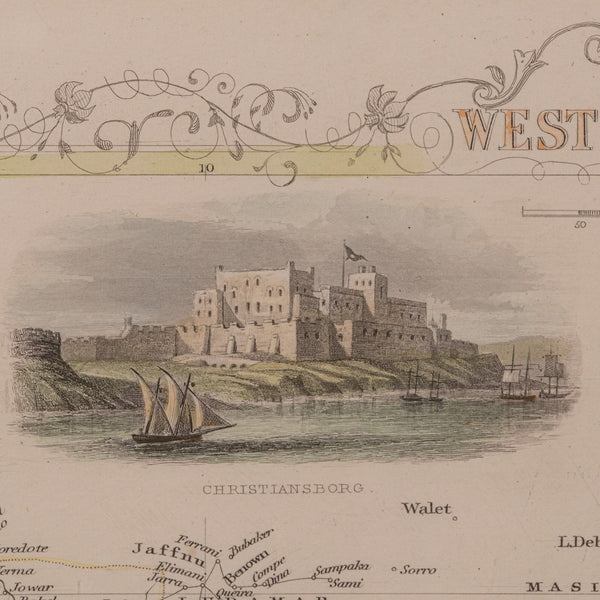 Antique Lithography Map, West Africa, English, Framed, Cartography, Victorian