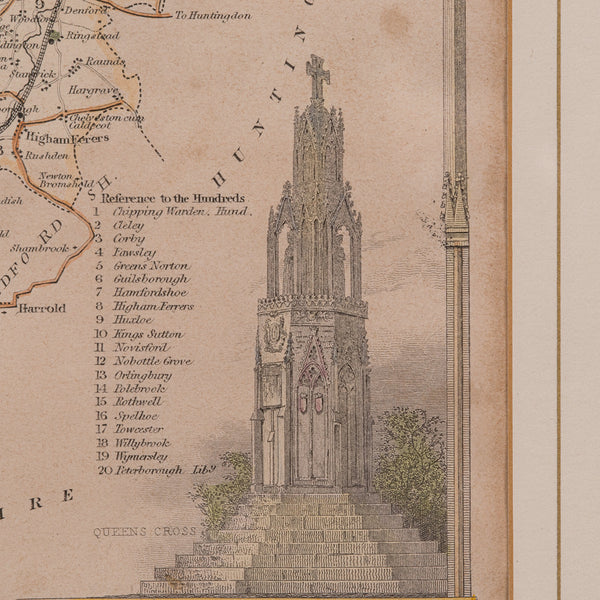 Antique Lithography Map, Northamptonshire, English, Framed Cartography, C.1860