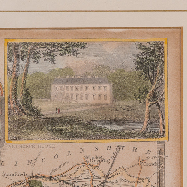 Antique Lithography Map, Northamptonshire, English, Framed Cartography, C.1860