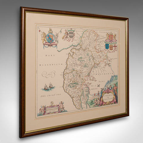 Antique Lithography Map, Cumbria, English, Framed Cartography Interest, Georgian