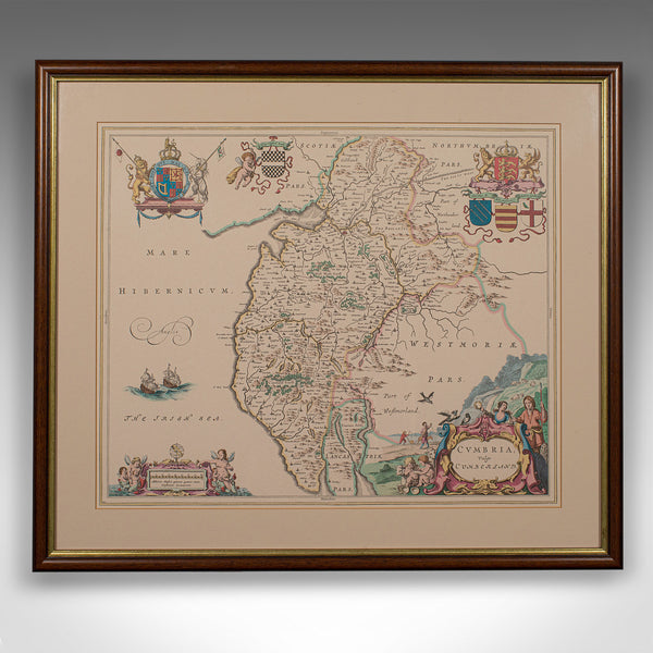 Antique Lithography Map, Cumbria, English, Framed Cartography Interest, Georgian