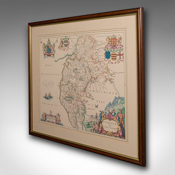 Antique Lithography Map, Cumbria, English, Framed Cartography Interest, Georgian