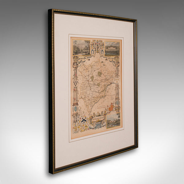 Antique County Map, Rutlandshire, English, Framed, Cartography, Victorian, 1860