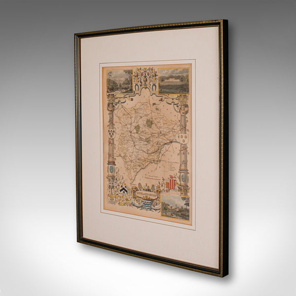 Antique County Map, Rutlandshire, English, Framed, Cartography, Victorian, 1860