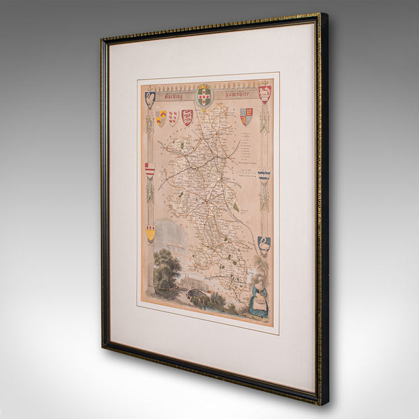 Antique Lithography Map, Buckinghamshire, English, Framed Cartography, Victorian