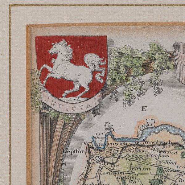 Antique County Map, Kent, English, Framed, Lithography, Cartography, Victorian