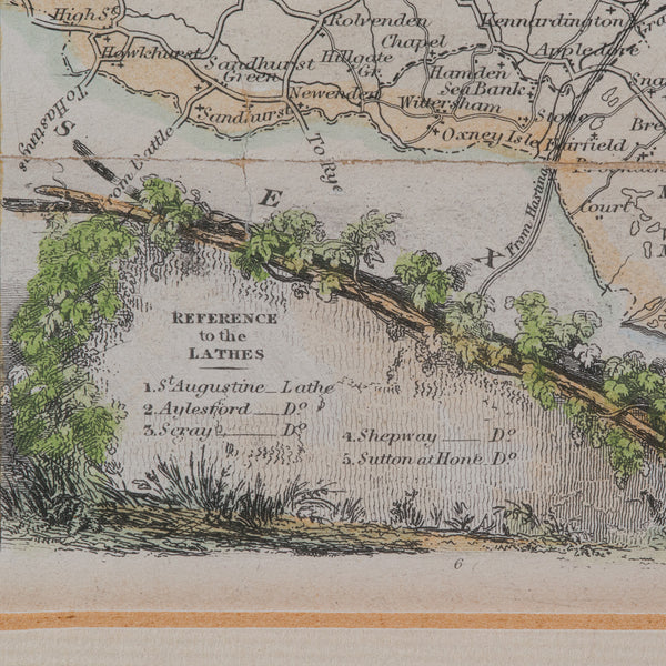 Antique County Map, Kent, English, Framed, Lithography, Cartography, Victorian