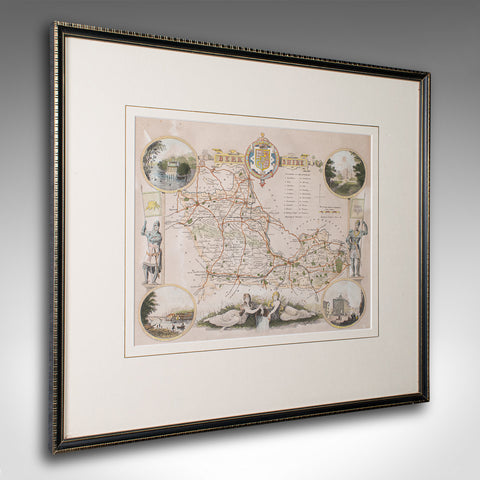 Antique County Map, Berkshire, English Framed Lithograph, Cartography, Victorian